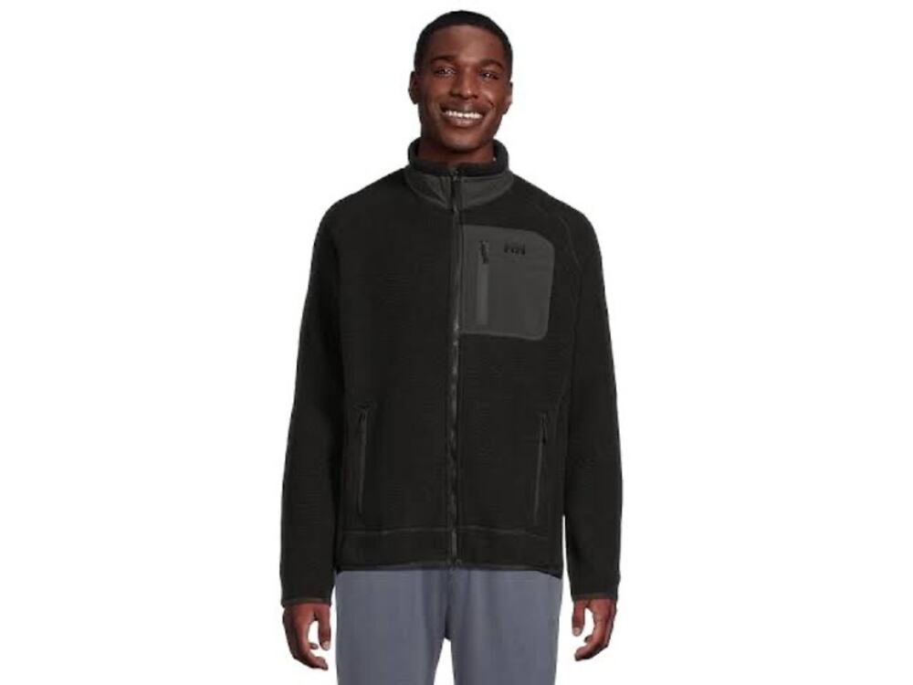 Helly Hansen Men’s M Black Pile Fleece Jacket Full Zip Chest Pocket Outdoor